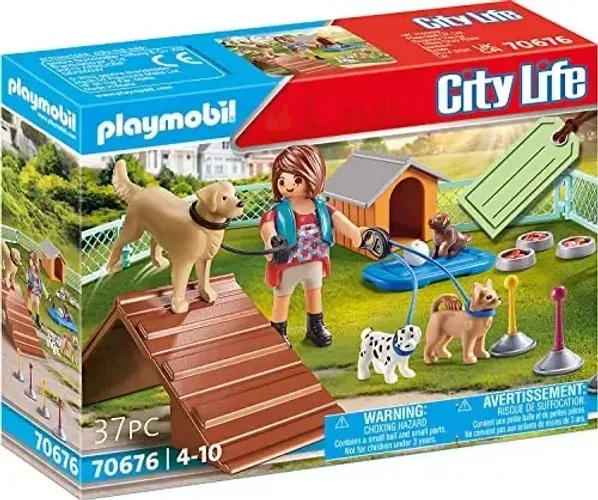 Playmobil 70676 Treinadora De Cachorrinhos City Life 37 Peça Treinamento de Cães