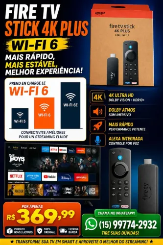 Amazon Fire Stick tv 4k Wifi6 Jogue Xbox game pass P/entrega Sorocaba 