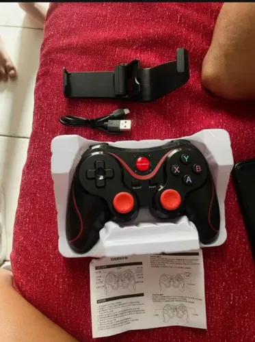 Controle joystick bluetooth universal + cabo USB + suporte para celular tablet Android