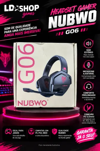 Fone de Ouvido Over-Ear Gamer Sem Fio Nubwo Gamer Wireless Bluetooth G06-BT-3031 Preto