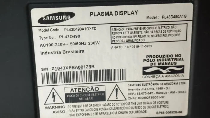 Tv plasma 43 pol 