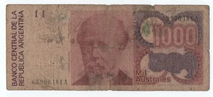 Cédula Antiga Argentina 1000 Australes - Coleção - Numismática