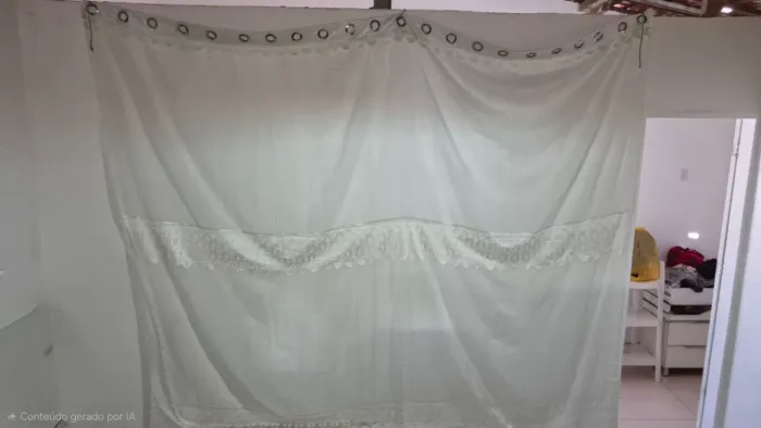 Par de Cortinas Brancas Grandes (3,5m x 2,5m) com Ilhós e Renda - Qualidade Premium