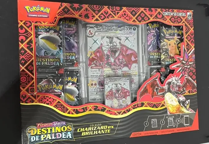 Box Figure Prismatic + Box Coleção - Destinos de Paldea - Charizard ex Brilhante