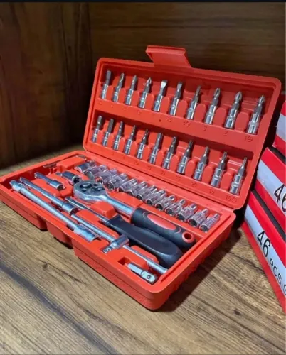 Maleta de ferramentas 46 peças - kit chave catraca 1/4" em aço 