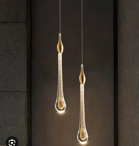 Pendente gota dourado led com 2 metros de cabo produto novo na caixa