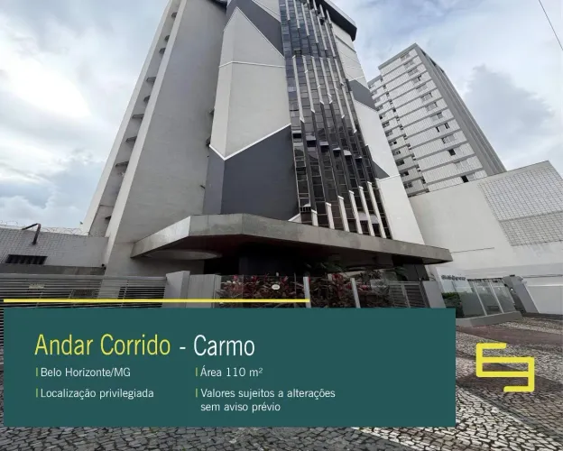 Andar corrido para alugar no bairro Carmo em Belo Horizonte/MG.