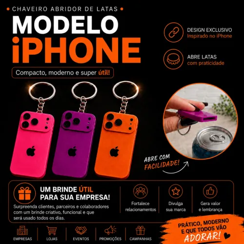 Chaveiro abridor de lata modelo iPhone
