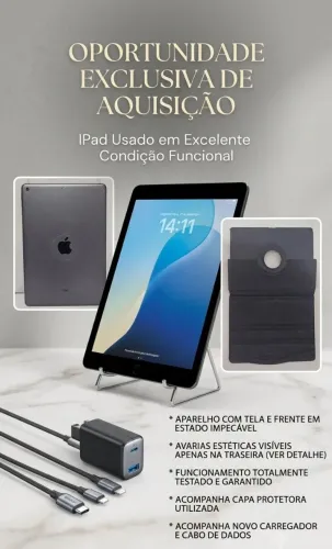 ipad 8 geração 32gb + capa e carregador