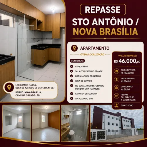 REPASSE SANTO ANTÔNIO PRIMEIRO ANDAR COM PROJETADOS 46 mil