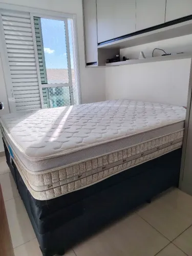 Cama Box Baú Queen Bipartido + Colchão Castor Premium Tecnopedic
