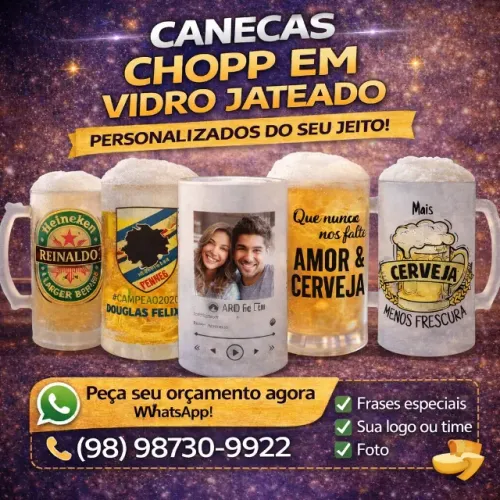 Caneca de Chopp em Vidro Jateado Personalizada - Seu Estilo!