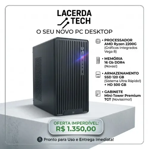 PC Gamer entrada / para trabalhar e home ofice com Ryzen 3 2200G + 16GB + SSD e HD
