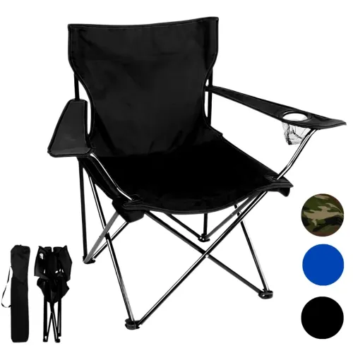 Cadeira Camping Dobrável com Porta-Copos
