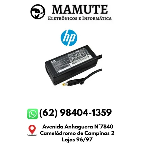 Fonte Carregador Notebook HP Pino Amarelo Fino 65w Bivolt 18.5v 3.5a 