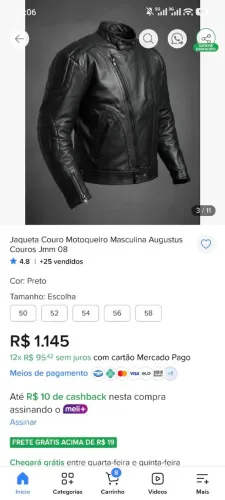 Jaqueta masculina de couro