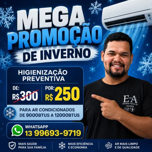 PROMOÇÃO DE HIGIENIZAÇÃO DE 9000 A 12000BTUS