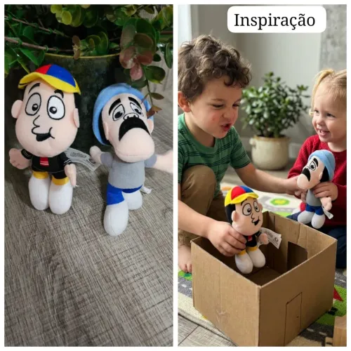 Dupla Chico+ Seu Madruga ( Pelúcias Oficiais da Turma do Chaves ) 13cm de altura