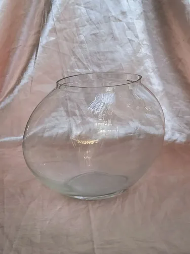 vaso oval aquário vidro transparente antigo anos 70 antiquario vintage decoração casa