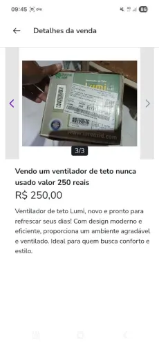 Vendo um ventilador de teto novo
