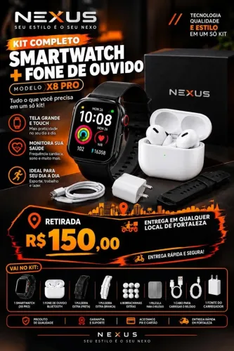 KIT COMPLETO- SMARTWATCH +FONE + UTENSÍLIOS