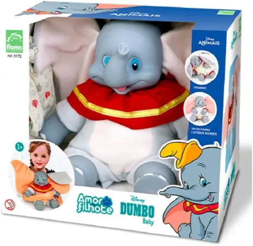 Coleção Amor De Filhote Dumbo - Boneco Vinil - Roma  Novo Lacrado de Fábrica 