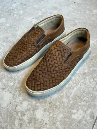 Tenis West Bulls Tênis Slip-on Couro Trançado Conhaque 41