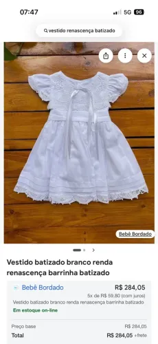 Vestido batizado bebê 1 ano a 18 meses