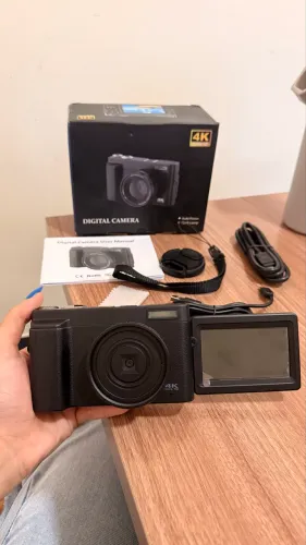 Câmera fotográfica digital 4K Webcam Tela Giratória Nova