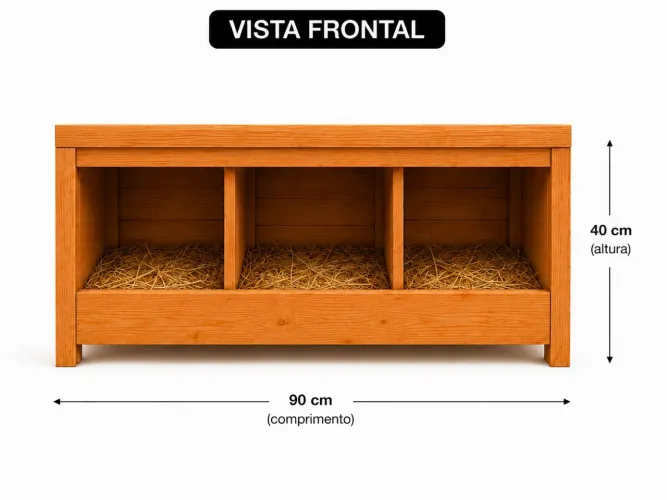 Ninho para galinha com coletor externo 90cm (C) x 45cm (L) x 40cm (A)