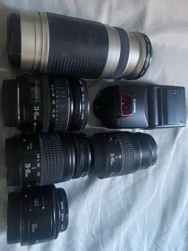 Kit lentes para máquina fotográfica Cânon + flash