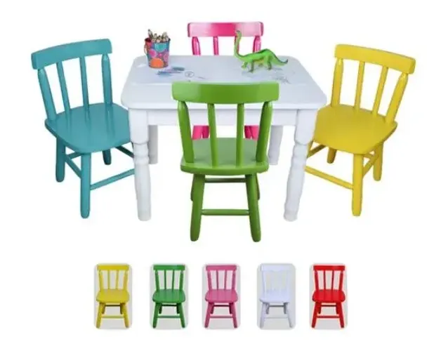 Conjunto De Mesa E Cadeira Infantil Laqueada De Qualidade