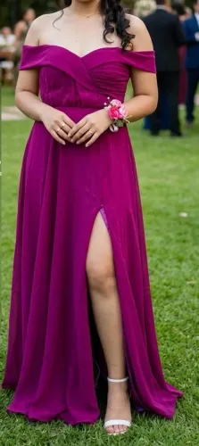Vestido de festa longo fúcsia (tam. 38/40) - usado 1 vez