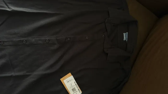 Camisa polo preta manga longa - com botões