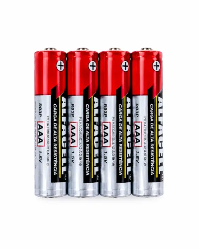 Pilha Alfacell Carga de Alta Resistência AAA (Palito) - Kit com 4 Unidades
