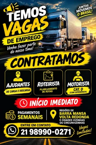 ESTAMOS CONTRATANDO PARA INICIO IMEDIATO