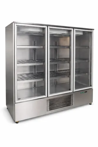 Expositor Vertical 1900mm 3 Portas Bebidas Geladas Inox