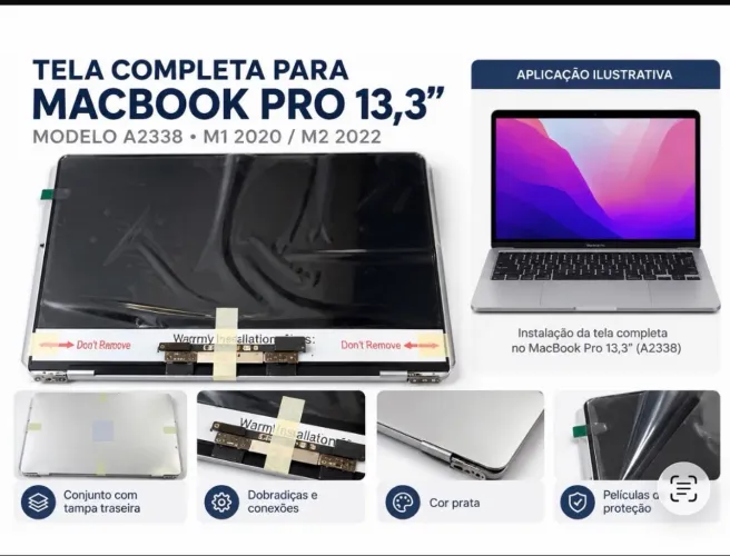 Tela Completa MacBook Pro 13,3? A2338 M1/M2 - Prata