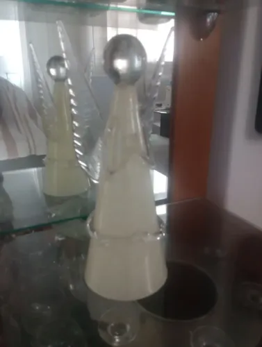 Escultura Anjo Grande em Cristal Murano Legítimo com Pó de Ouro (35cm) - Impecável