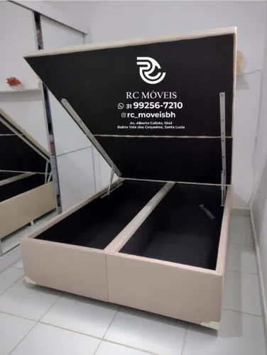 Cama box estruturada Baú Super King 1.93x2.03 Bipartido Blindado com Pistão a Gás