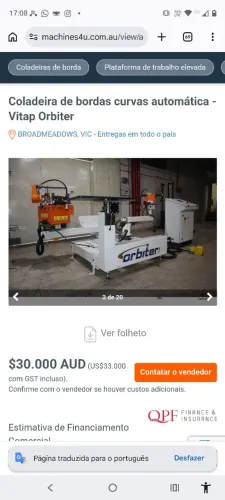 Coladeira de peças curvas orbiter semi automatica