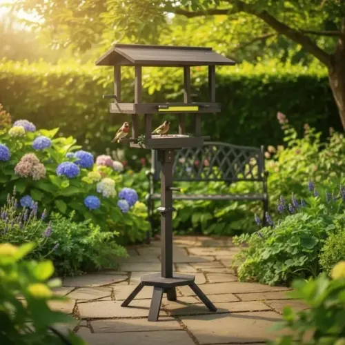 Casinha e Tratador Duplex Com Suporte Para Pássaros Varanda e Jardim
