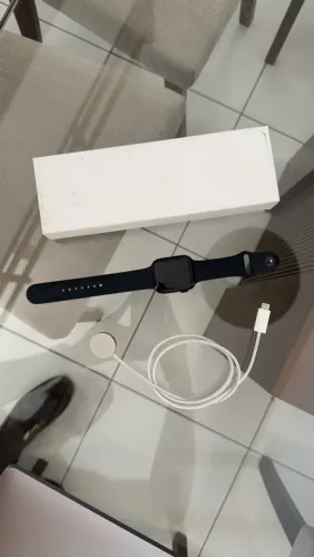 Apple Watch Series 9 45 mm Meia-noite, completíssimo na caixa. Único dono.