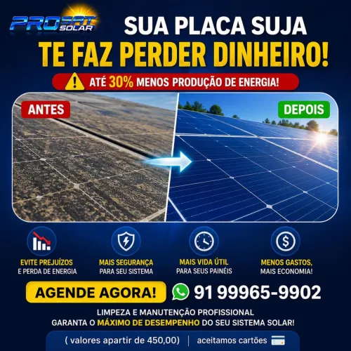Placa Solar Suja = Prejuízo na Conta de Energia