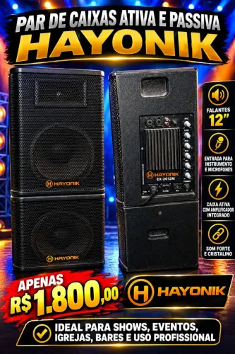 Par de Caixas de som HAYONIK Ativa e passiva 12 polegadas
