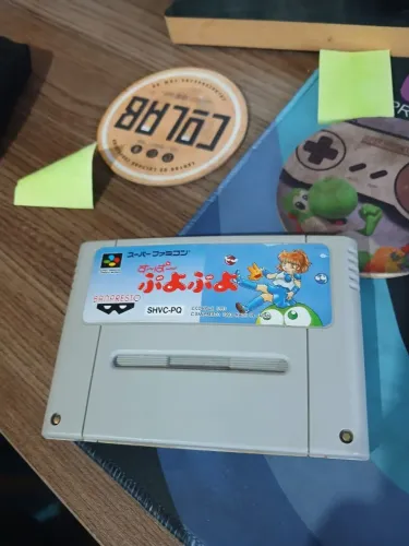 Jogo original Super Famicom Japonês (Super Nintendo) Super Puyo Puyo - Funcionando