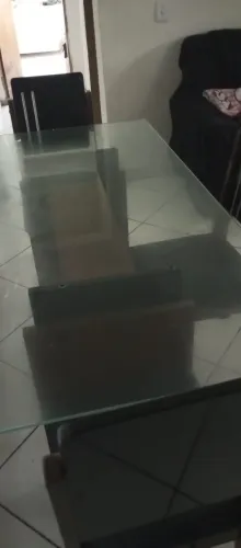 Mesa de jantar retangular tampo de vidro com 3 cadeiras