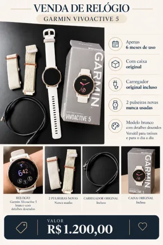 Relógio garmin vivo active 5 em perfeito estado (apenas 6 meses de uso)