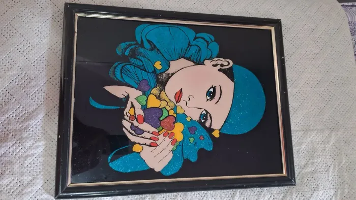 Quadro vintaje com moldura e vidro