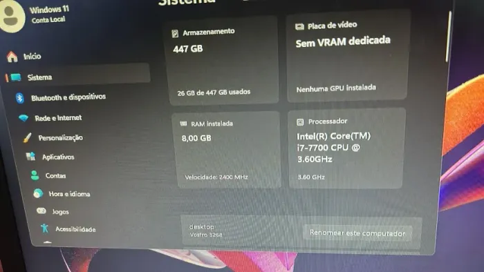 Desktop Dell Vostro 3268 I7 8GB DDR4 ssd480gb